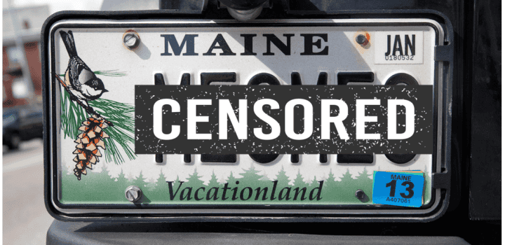 Image of a license plate with a message that may be subject to viewpoint discrimination, highlighting the legal debate over free speech and government regulation of personalized plates., article by Darren Chaker.